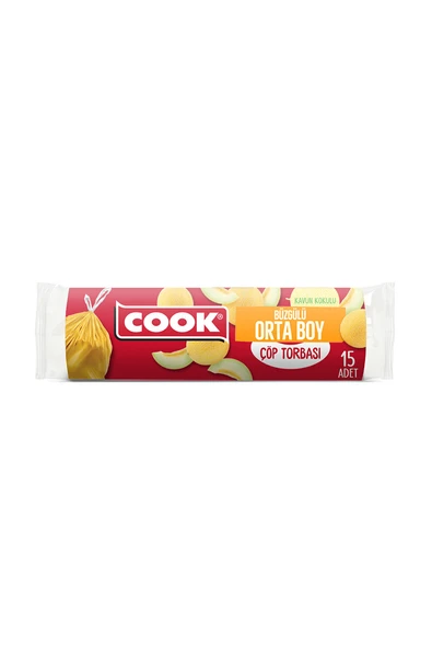 Cook Çöp Torbası Eko Büzgülü Orta Kavun Kokulu 15'li ürün görseli 1