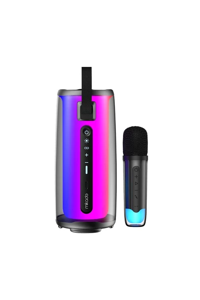 Mikado MD-17BT Capella Siyah 10W 1 RGB Mikrofonlu Transparan/Bt/TF Kart/Aux/Usb TWS 1800 mAh Bataryalı Speaker ürün görseli 1