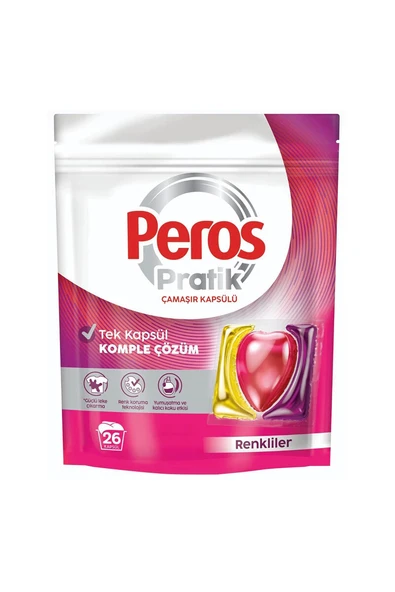 Peros Pratik Çamaşır Deterjanı Kapsülü Renkliler 26 Adet ürün görseli 1