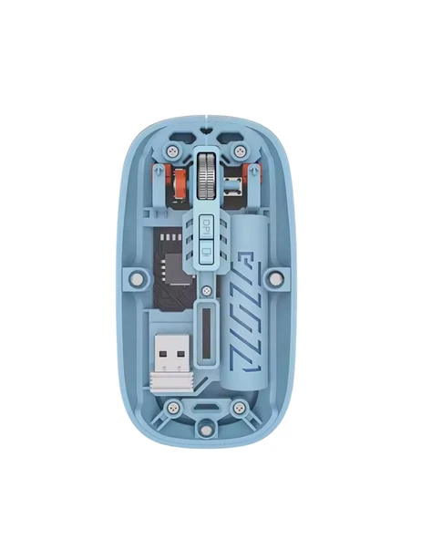 Bluetooth 5.2 Ve 2.4g Usb Kablosuz Mouse Pilli Mavi Tasarım - Resim 2