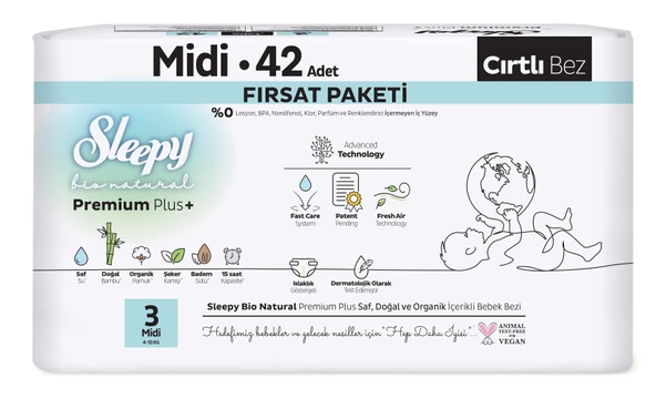 4 ADET Sleepy Bio Natural Fısat Paketi Midi (3) 42'li ürün görseli 1