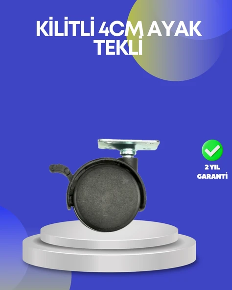 Dolap Ve Raflar İçin 4 Cm Kilitli Tekerlek Tekli ürün görseli 1