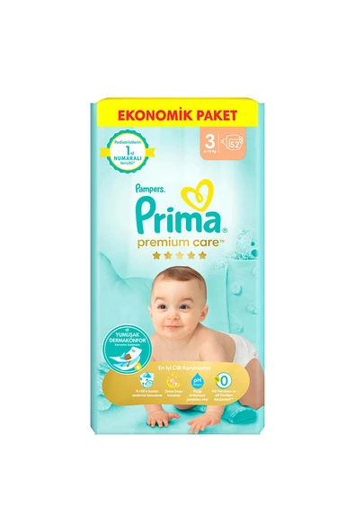 4 ADET Prima Premium Care Eko (3) Midi 6-10 kg 52 Adet Bebek Bezi ürün görseli 1