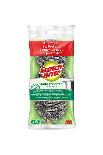 Scotch Bride Paslanmaz Çelik Ovma Teli 2+1 ürün görseli 1