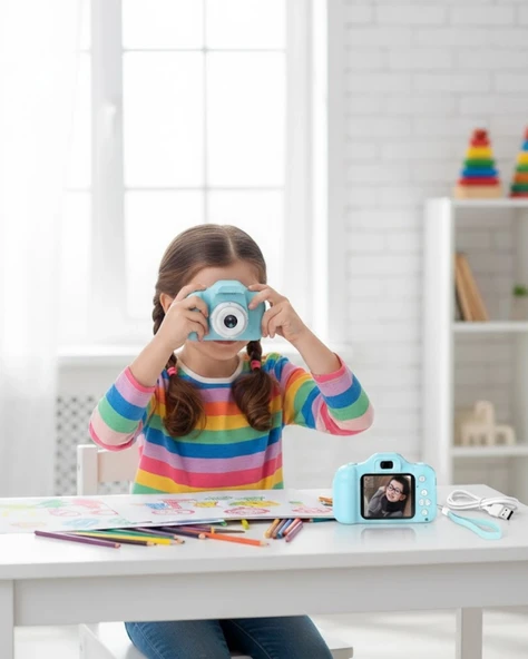 Mavi Hd Taşınabilir Mini Kamera Video Kayıt Ve Fotoğraf Çekim Özellikli ürün görseli 1