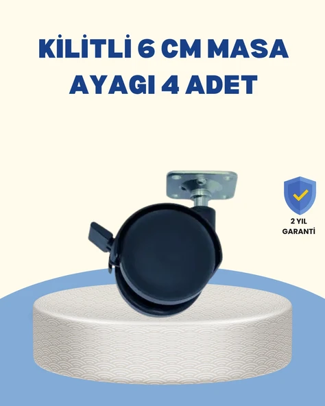 Kilitli Mobilya Tekerleği 6 Cm 4 lü Kolay Kurulum ürün görseli 1