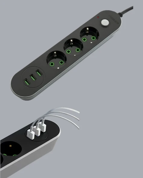 3 Usb Portlu Üçlü Priz Cxe103 - Resim 4