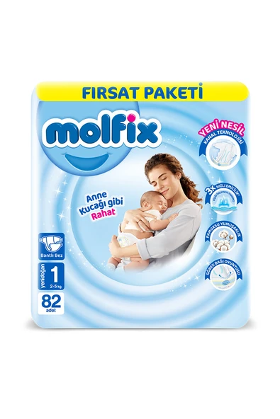 4 ADET Molfix Bebek Bezi Fırsat Paketi (1) Yenidoğan 2-5 kg 82'li ürün görseli 1