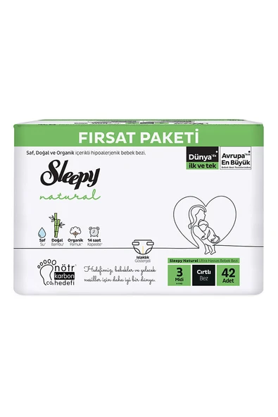 2 ADET Sleepy Natural Fırsat Paketi Midi (3) 42 Adet Bebek Bezi ürün görseli 1