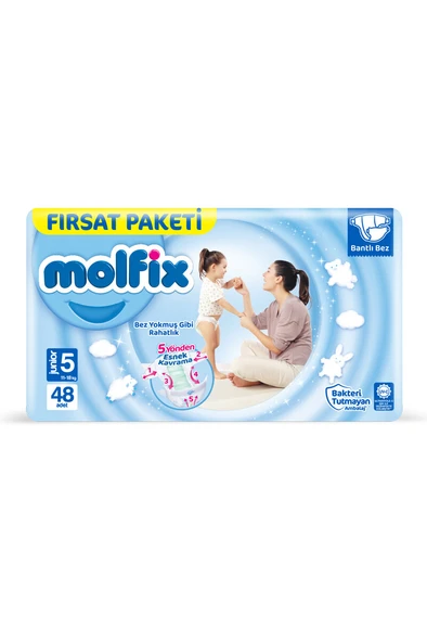2 ADET Molfix Bebek Bezi Fırsat Paketi (5) Junior 11-18 kg 48'li ürün görseli 1