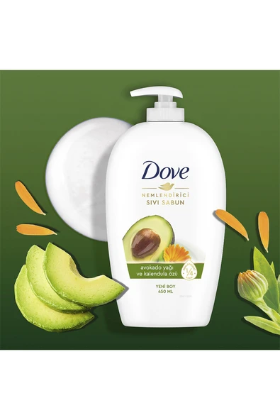 3 ADET Dove Sıvı Sabun Avokado Yağı Kalendula Özlü Nemlendiricili 450 ml ürün görseli 1