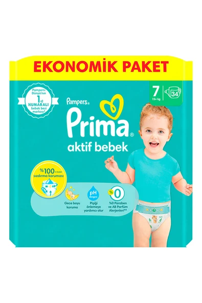 Prima Ekonomik Paket (7) XXL 15+ kg 34 Adet Bebek Bezi ürün görseli 1