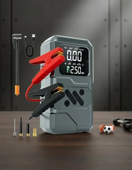 Taşınabilir Araç Akü Takviye Ve Hava Kompresörü Powerbank Özellikli ürün görseli 1