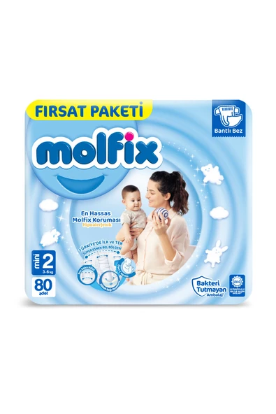 3 ADET Molfix Bebek Bezi Fırsat Paketi (2) Mini 3-6 kg 80'li ürün görseli 1