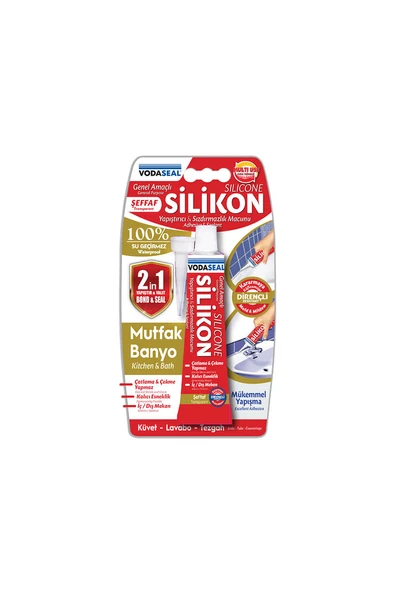 4 ADET Vodaseal Tüp Silikon Şeffaf 50g ürün görseli 1
