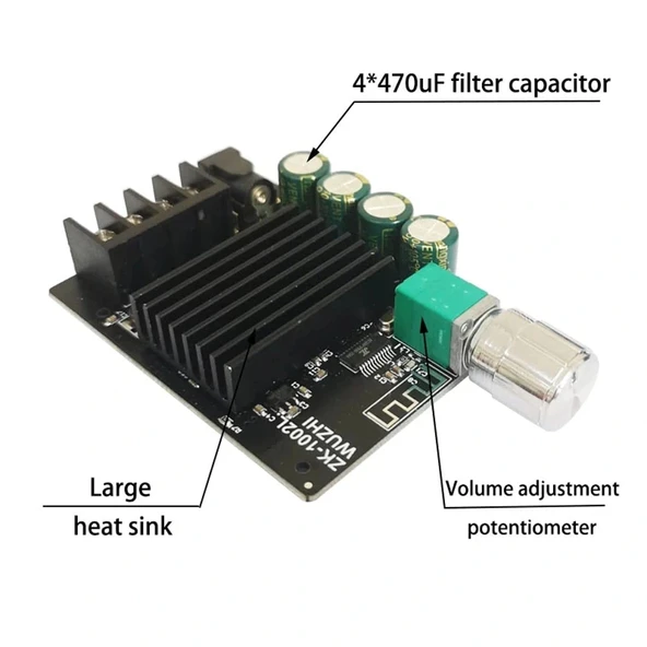 ZK-1002L 2x100W 5.0 Bluetooth Amfi Devresi - Resim 5
