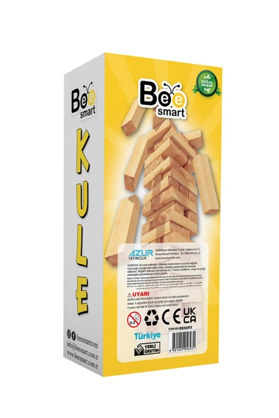 3 ADET Bee Smart Kule Doğal Ahşap Denge Oyunu 54 Parça ürün görseli 1