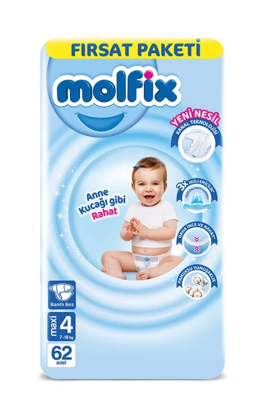 2 ADET Molfix Bebek Bezi Fırsat Paketi (4) Maxi 7-18 kg 62'li ürün görseli 1