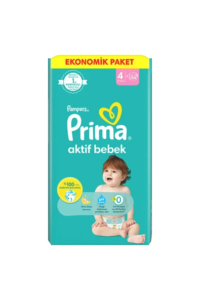 3 ADET Prima Ekonomik Paket (4) Maxi 9-14 kg 54 Adet Bebek Bezi ürün görseli 1