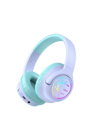 2 ADET iClever BTH18 BPA Free LED Işıklı Çocuk Bluetooth Kulaklık - Mor ürün görseli 1