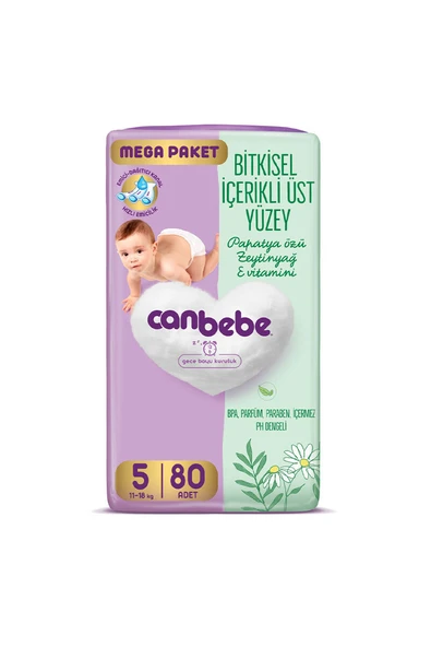 3 ADET Canbebe Mega Paket Bebek Bezi 80'li 5 Numara ürün görseli 1