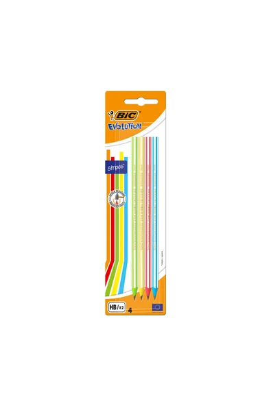 2 ADET BIC Evolution Stripes Kurşun Kalem 4'lü Blister - Resim 2