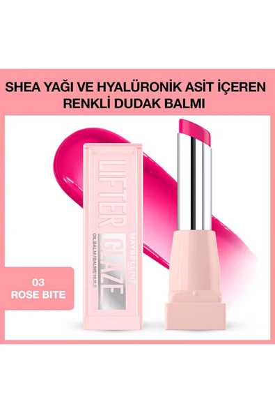4 ADET Maybelline New York Lifter Glaze Renkli Dudak Balmı 03-Rose Bit ürün görseli 1
