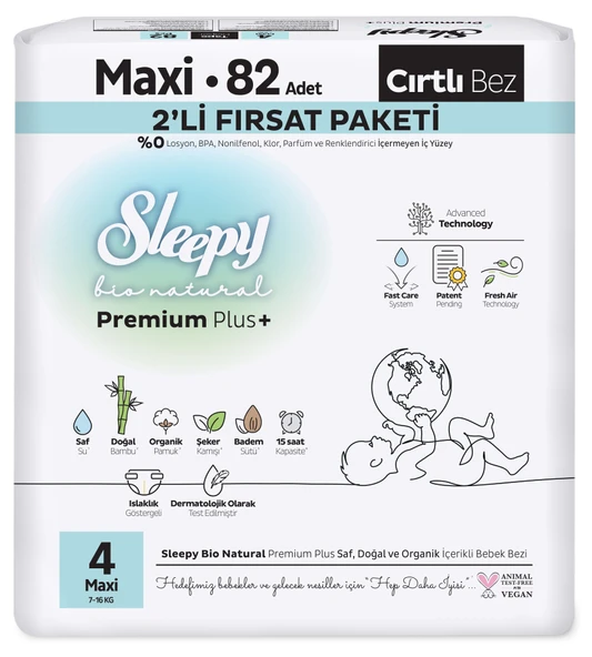 2 ADET Sleepy Bio Natural 2'li Fırsat Paketi Maxi (4) 82 Adet ürün görseli 1