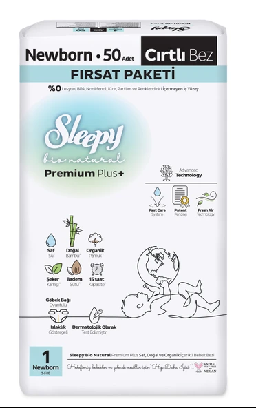 2 ADET Sleepy Bio Natural Fırsat Paketi Yenidoğan (1) 50 Adet ürün görseli 1