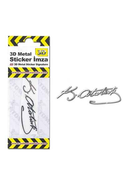 4 ADET Automix 3D Metal Sticker Kemal Atatürk İmza ürün görseli 1