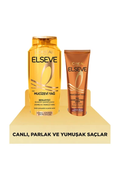 4 ADET Elseve Mucizevi Yağ Şampuan 400 ml + Mucizevi Yağ Saç Güzelleştirici Krem ml ürün görseli 1