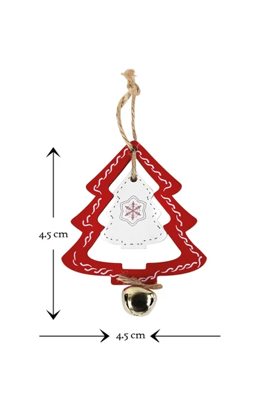 4 ADET Assersan Waldern Kırmızı Ahşap Çam Ağacı Süsü 4.5 cm*4.5 cm ürün görseli 1