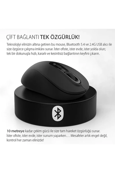 3 ADET Inca Wireless Silent Bluetooth Mouse Siyah IWM-288T - Resim 2