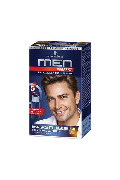 3 ADET Men Perfect 50 Açık Kahve Erkek Saç Boyası ürün görseli 1