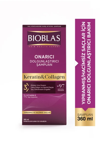2 ADET Bioblas Şampuan 360 ml Saç Dökülmesine Karşı Collagen + Keratin ürün görseli 1