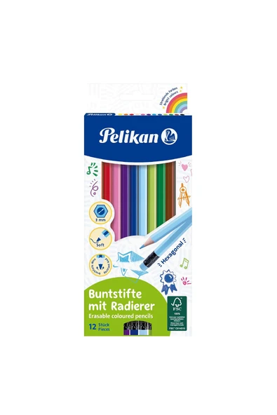 2 ADET Pelikan 12li Silgili Kuru Boya - Resim 2