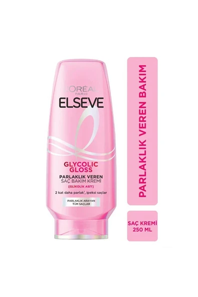 2 ADET Elseve Glycolic Gloss Parlaklık Veren Saç Bakım Kremi 250ml ürün görseli 1