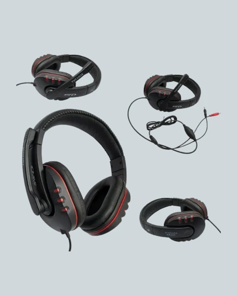 Kırmızı  Headset Mikrofonlu Sağlam Kablolu Konforlu - Resim 5