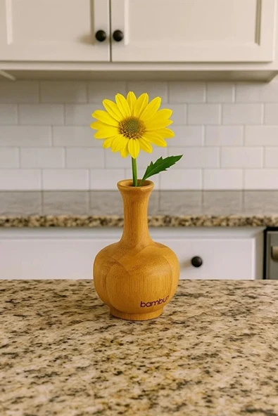 2 ADET Bambum Kepez Bambu Vazo 8*4,9cm - Resim 2
