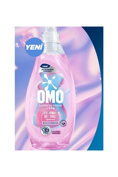 2 ADET Omo Express Sıvı Bakım Deterjanı Hipoalerjenik Beyazlar ve Renkliler 37 Yıkama 1480 ml ürün görseli 1