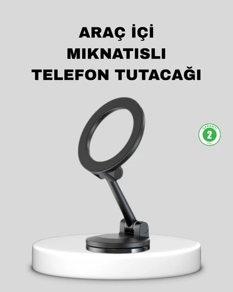 Katlanır Manyetik Araç İçi Telefon Tutucu - 360° Dönebilen, Magsafe Uyumlu, Güçlü Mıknatıslı Tasarım ürün görseli 1