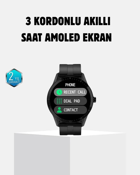 3 Kordonlu Amoled Akıllı Saat - Sağlık Takipli ürün görseli 1