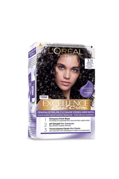 L Oréal Paris Excellence Cool Creme Saç Boyası - 3.11 Ekstra Küllü Koyu Kahve ürün görseli 1