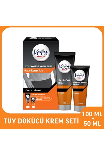 2 ADET Veet Men Tüy Dökücü Krem Seti Özel Bölgeler 100 + 50 ml ürün görseli 1