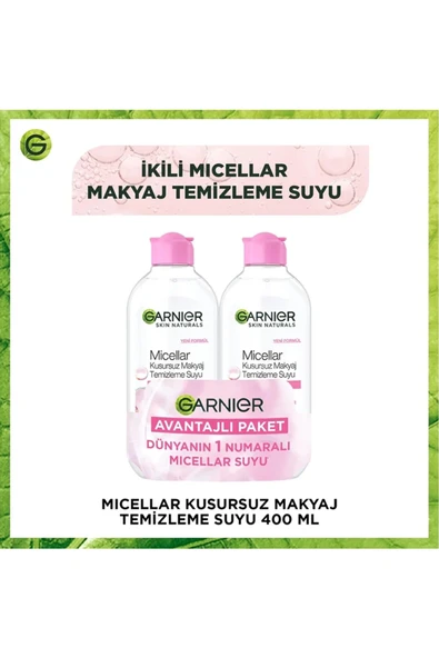 2 ADET Garnier Micellar Kusursuz Makyaj Temizleme Suyu 400 ml İkili Avantajlı Paket ürün görseli 1