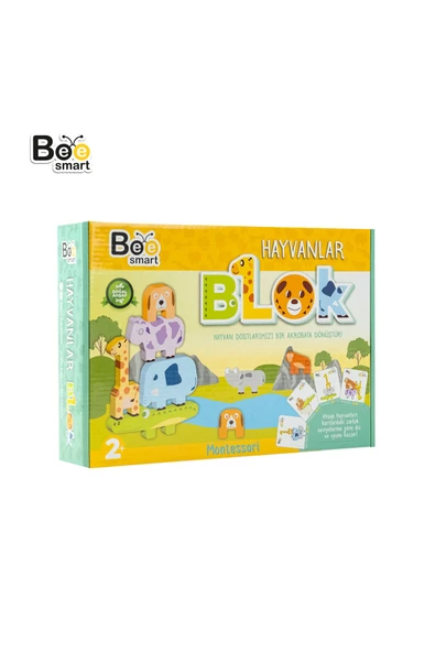Bee Smart Doğal Ahşap Hayvan Blokları Eğitici Denge Oyunu ürün görseli 1