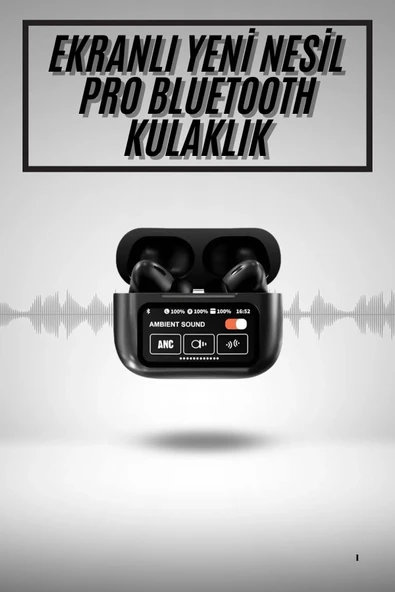 Yeni Nesil Anc Özellikli Çağrı Cevaplayan Dokunmatik Ekranlı Bluetooth Kulaklık Siyah ürün görseli 1