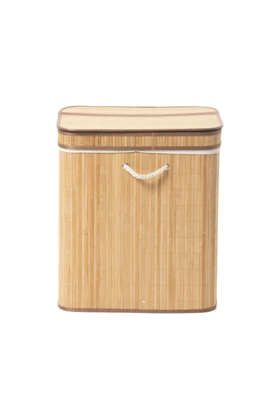 4 ADET   Hometime Bambu Sepet Çift Hazne 52x32x60 cm - Resim 2