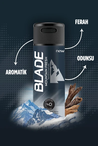 4 ADET   Blade Mountain Fresh 150 ml Deodorant - Resim 2