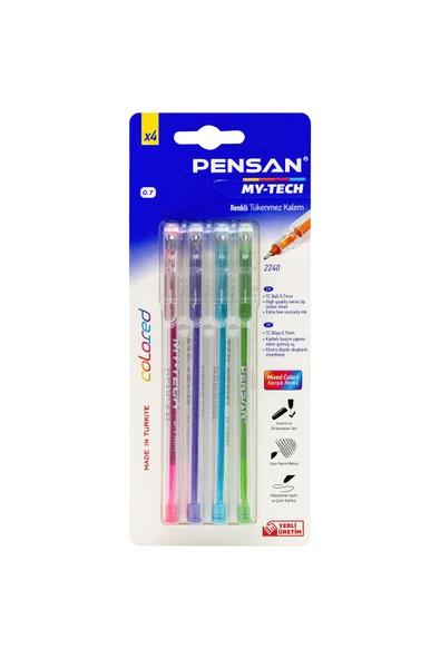 4 ADET   Pensan 0,7mm My-Tech Tükenmez Kalem Renkli 4'lü ürün görseli 1